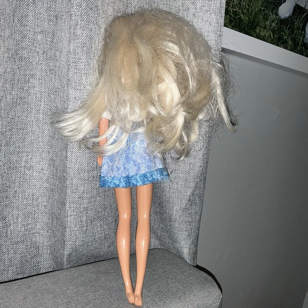 Vintage 90s Barbie Doll Acid Wash Denim Overalls Red White Blue American Flag